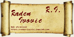 Raden Ivović vizit kartica